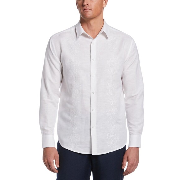 Cubavera Mens White Collared Embroidered Design Button-Down LS Shirt XXL - NWT - Picture 1 of 8